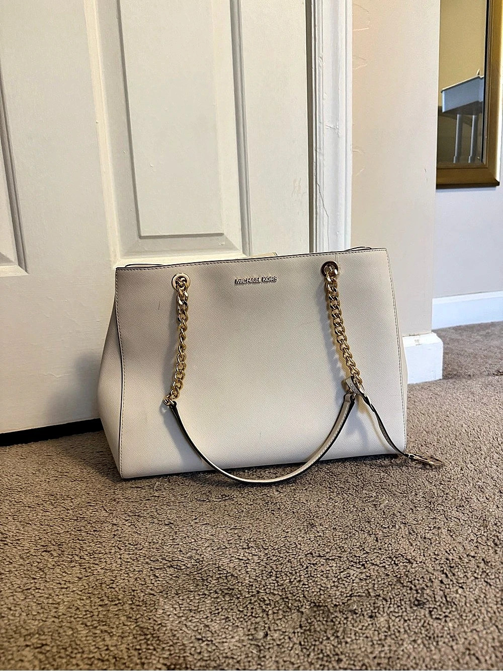 Michael Kors Chain Strap Tote in White